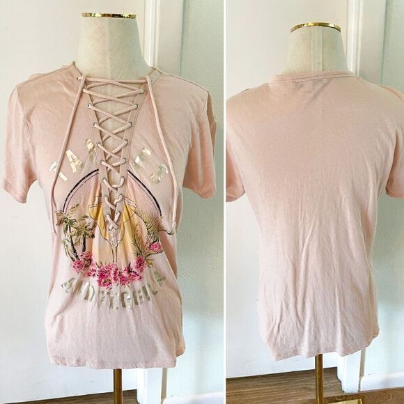 Express Lace Up Tequila T-shirt in Pink - Picture 1 of 2